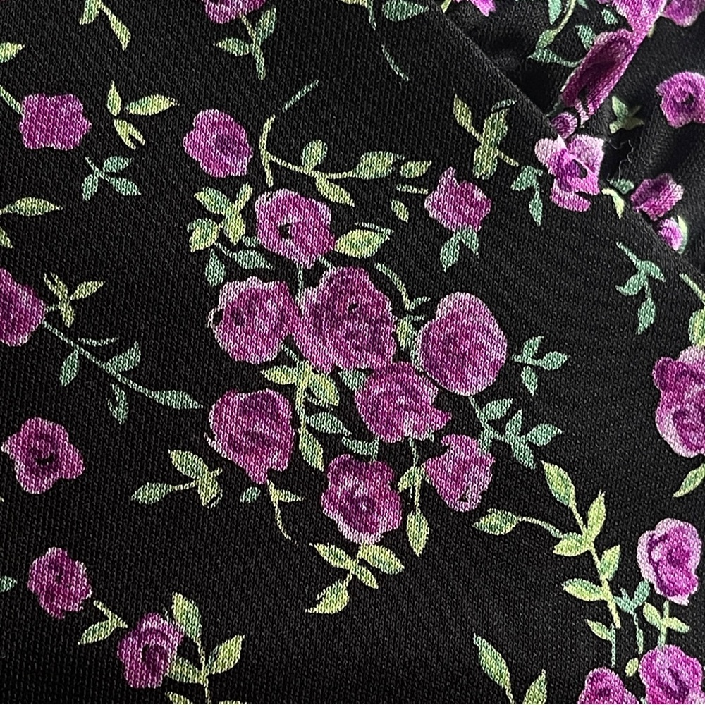 Connected Apparel Size 12 Blue Floral Midi Dress Deep V Ruffle Slit Feminine - Picture 14 of 15